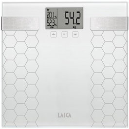 Laica Báscula de Baño Digital con Cálculo de la Composición Corporal, Color Blanco, Máximo 180 kg
